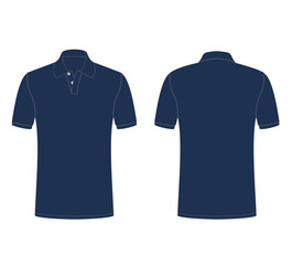 Men's Classic Button-Up Polo T-Shirt Vector Template. Fashion technical sketch of men's Short Sleeve Polo Shirts in vector graphic.