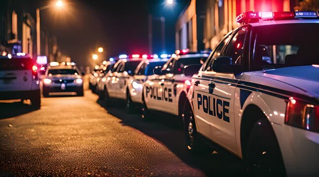 Investigation Team Analyzes Murder Case. Night Crime Scene