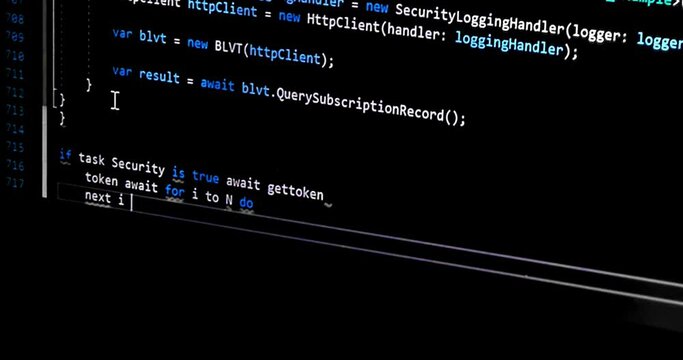 hacker programmer writes malicious code on laptop, cyber security concept