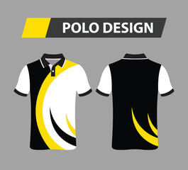 Custom White Black and Yellow Color Polo Jersey Vector Design Template.