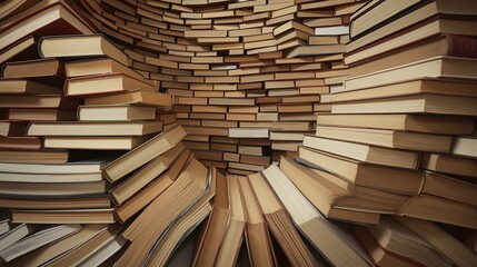Modern Library with Creative Book Sculptures