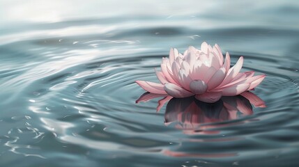 Lotus Flower on Calm Water Surface