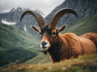 Obraz premium Alpine ibex on mountain wildlife animals