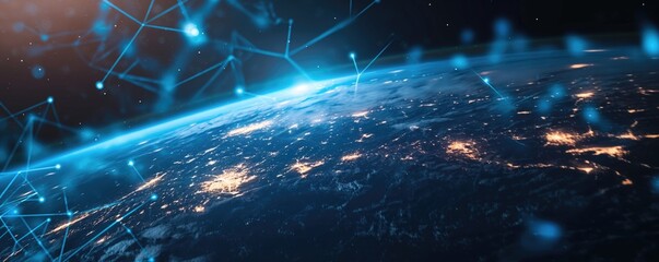 Global network concept. Communication technology banner. Connectivity background