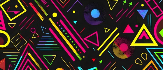Vibrant Geometric Abstract Background with Colorful Shapes and Patterns
