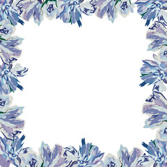 Abstract flowers Blue flower frame