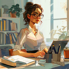 woman working in office