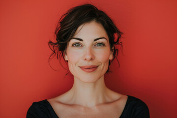 Fototapeta premium A close up portrait of a woman with a subtle smile