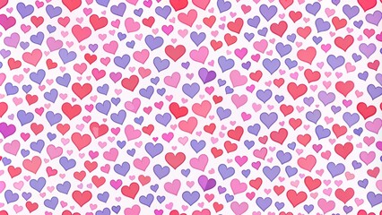 A pattern with pink and purple hearts. Romantic background. 