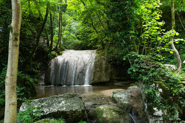 Park of Molina waterfalls in a sunny day - Fumane - Verona - taly