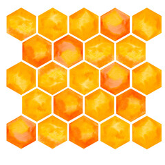 Honeycomb, watercolor pattern. Abstract hand drawn background texture