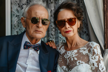 金持ちの熟年夫婦のポートレート