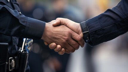 Close up shot of lifeguards shaking hands, concept of partnership, successful deal and task