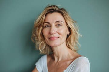 Fototapeta premium A close up portrait of a woman with a subtle smile