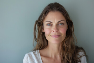 Obraz premium A close up portrait of a woman with a subtle smile