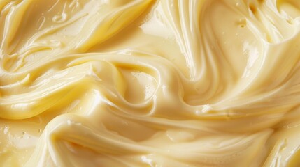 Close-up of mayonnaise, showcasing its rich, creamy texture, isolated on white background, with bright studio lighting
