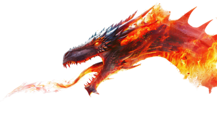 Fire dragon on transparent background