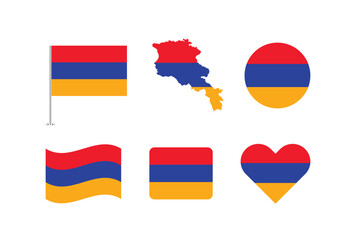 Vector Armenia flag. Set of Armenia Flags Collection. 
