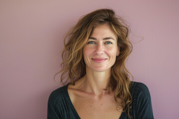 Fototapeta premium A close up portrait of a woman with a subtle smile