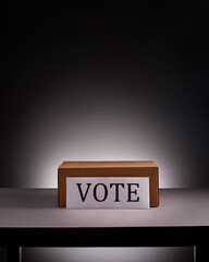Voting box on desk with free space above it