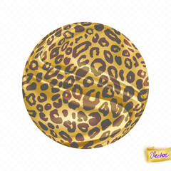Leopard pattern on golden circle 3d vector illustration