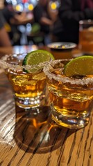 Obraz premium Celebrate National Tequila Day with refreshing cocktails, summer gatherings, and lively cultural festivities. Young friends toasting, socializing, and bonding over shared experiences. 4K high-quality 