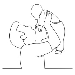 Daddy throws him to the top of the kid