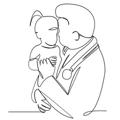 doctor with a child in the hands of a child doctor