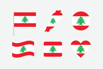 Vector Lebanon flag. Set of Lebanon Flags Collection. 
