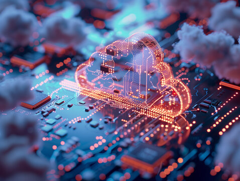 3D AI concept Cloud Computing