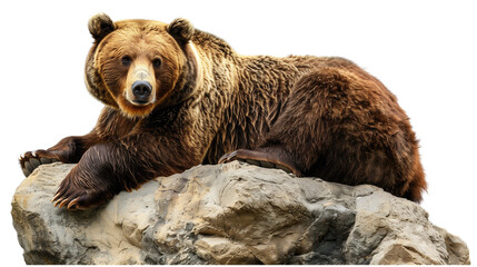 Fototapeta premium Bear on a rock on a transparent background