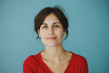 Fototapeta premium A close up portrait of a woman with a subtle smile