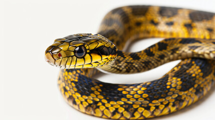 Fototapeta premium black yellow snake isolated on white background
