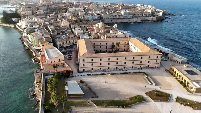 Aerial view of Syracuse Faculty of Architecture in Ortygia, Sicily, Italy