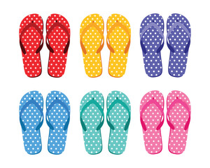 Seth s beach flip-flops. Colorful flip-flops. Summer beach shoes in cartoon style. Vector illustration