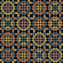 Pattern with crochet granny square wallpaper handmade decorative art design print 