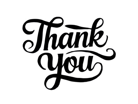 Elegant Handwritten Script 'Thank You' on White Background