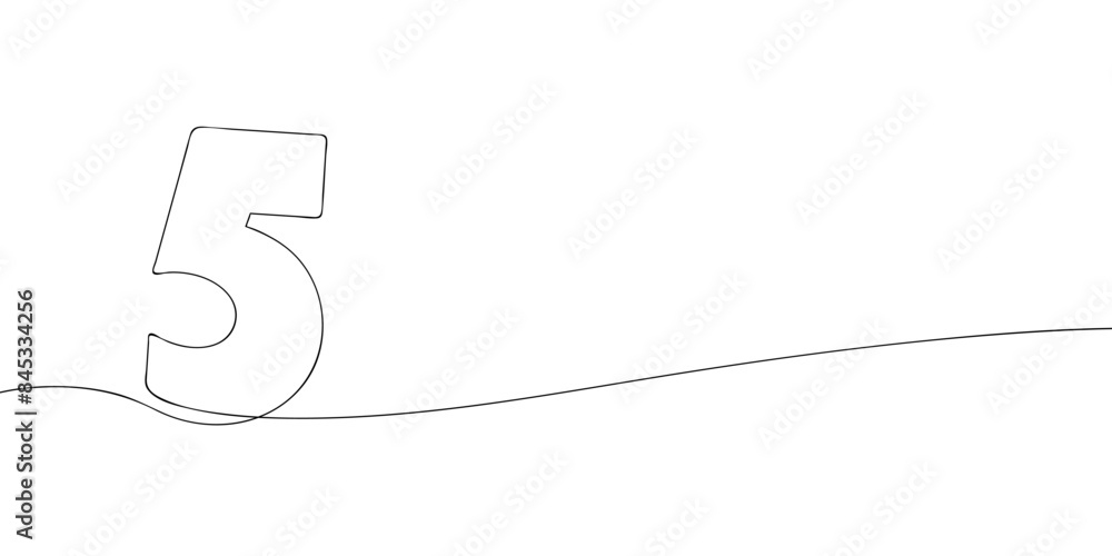 Aufkleber a single line drawing of a five symbol. continuous line fiveth number icon. one line icon. vector il