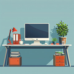 office desk front view