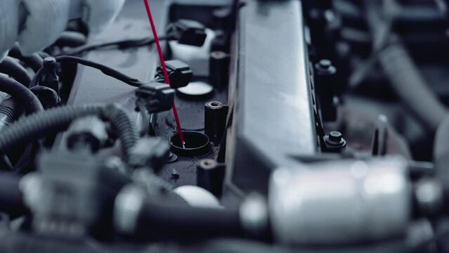 Close up Increased oil consumption. decarbonization diesel and petrol engines with cleaning spray foam