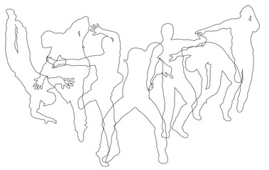 Street dancers dancing silhouette hip hop dance silhouettes poses set