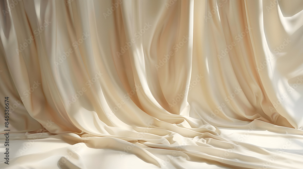 Poster warm beige elegant fabric backdrop for versatile product presentations with soft shadows and copy sp