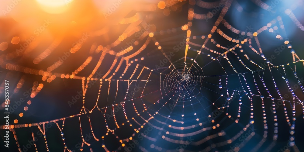 Poster network infrastructure mimics spider web for resilience adaptability and efficiency. concept technol