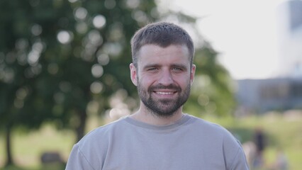 Handsome white man portrait in summer