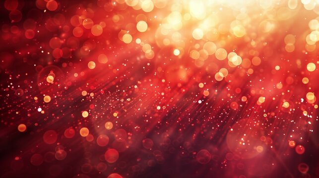 Abstract red bokeh lights creating a warm, festive background.