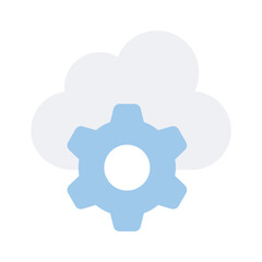 Gear with cloud showing icon of cloud setting, cloud management