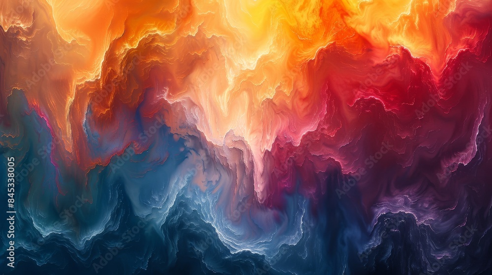 Poster the image shows a surreal blend of colors mimicking the dynamic motion and form of clouds in a gradi