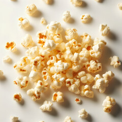 Scattered Popcorn on White Surface: A Delightful Mess of Fluffy Kernels