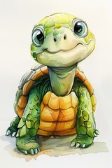 Fototapeta premium Detailed Watercolor Turtle Illustration - Wildlife Art for Posters, Cards, and Design Projects