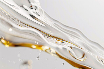 Close-up texture of cosmetic gel, macrophotography of facial serum with air bubbles.